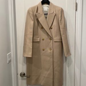 Brand new Sandro women’s Double-Breasted Wool Coat, Beige - sz 38